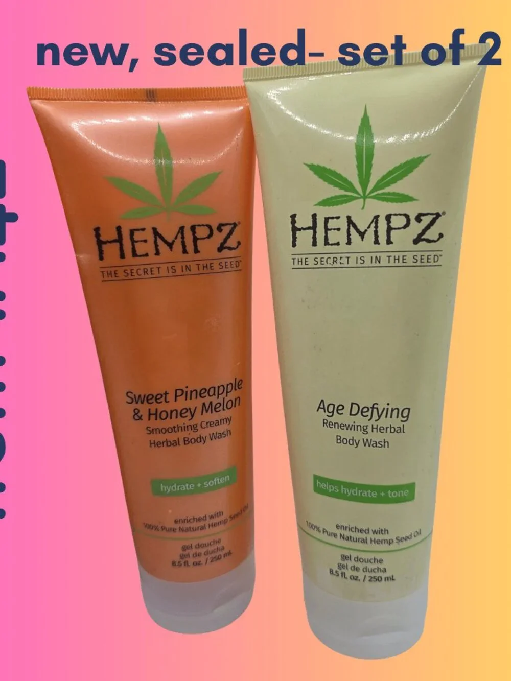New Sealed Set of 2 Hempz Body Wash 8.5oz each
